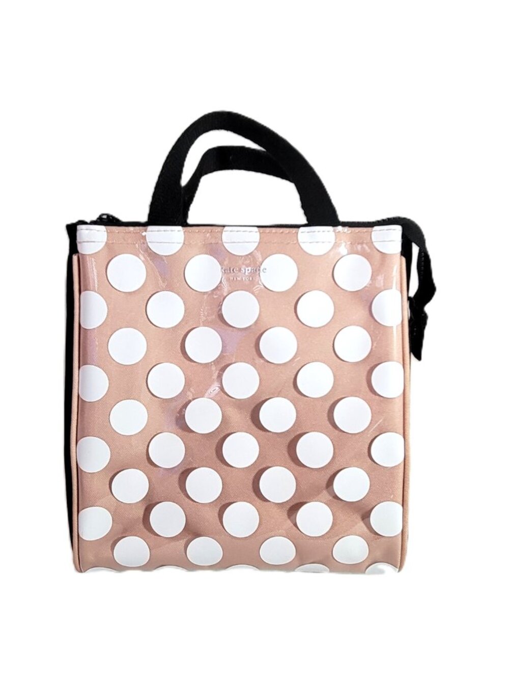 Kate Spade New York Insulated Lunch Tote Bag Pink White Polka Dot Zippered